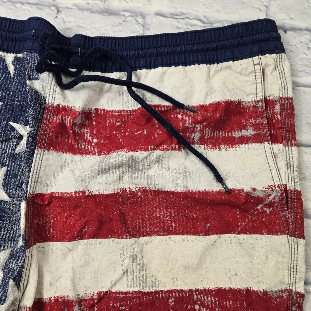 Patriotic Mens Mossimo Supply Company American Flag Shorts Swim July 4 size XL